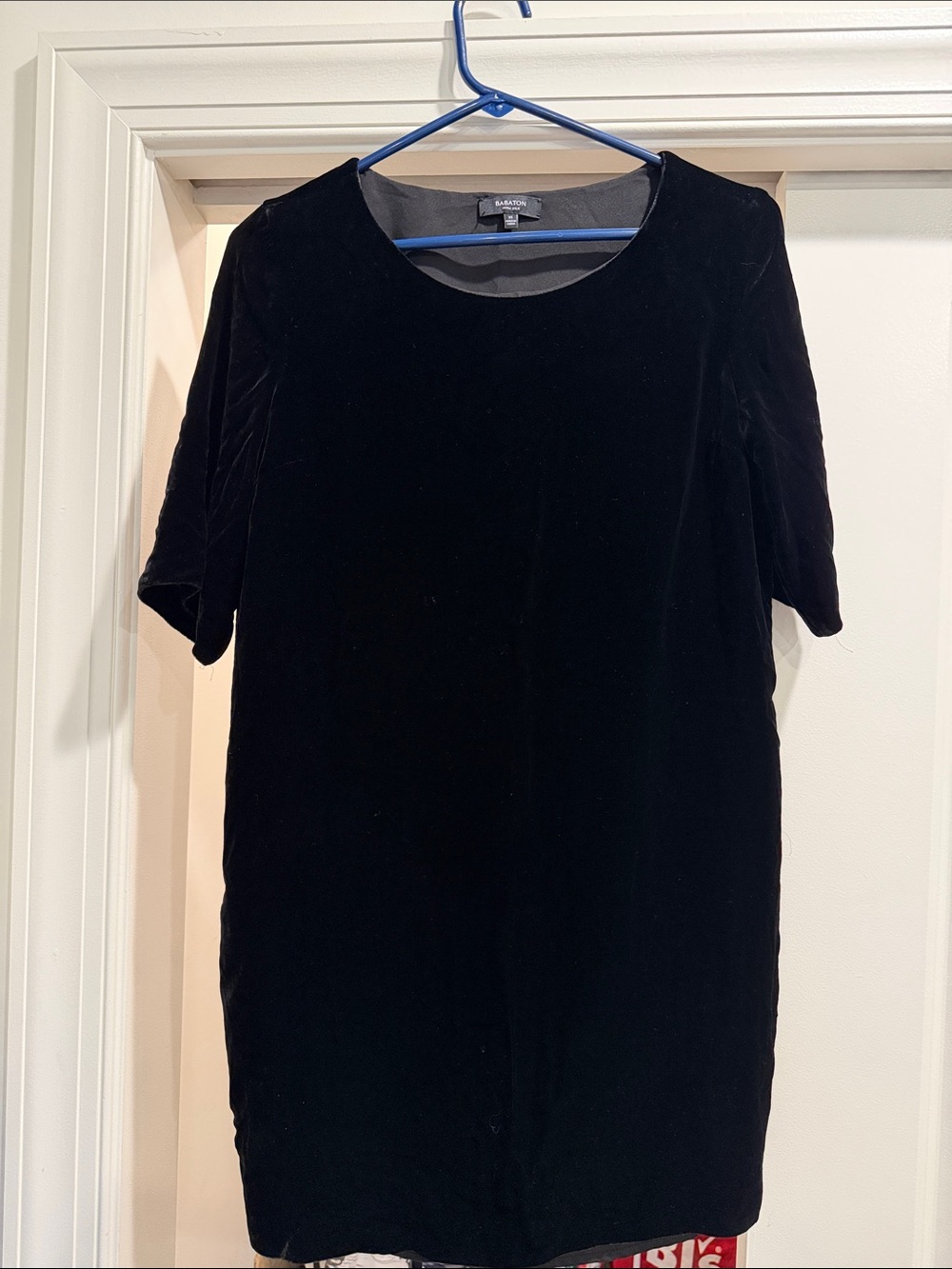 Babaton by Aritzia Black Velvet Short-Sleeve Mini Dress